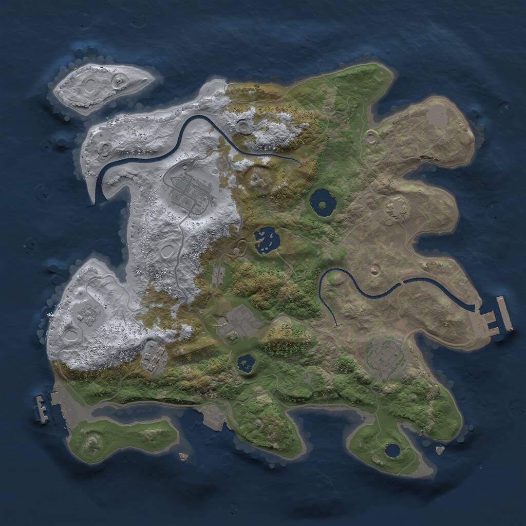 Rust Map: Procedural Map, Size: 3000, Seed: 102233, 10 Monuments