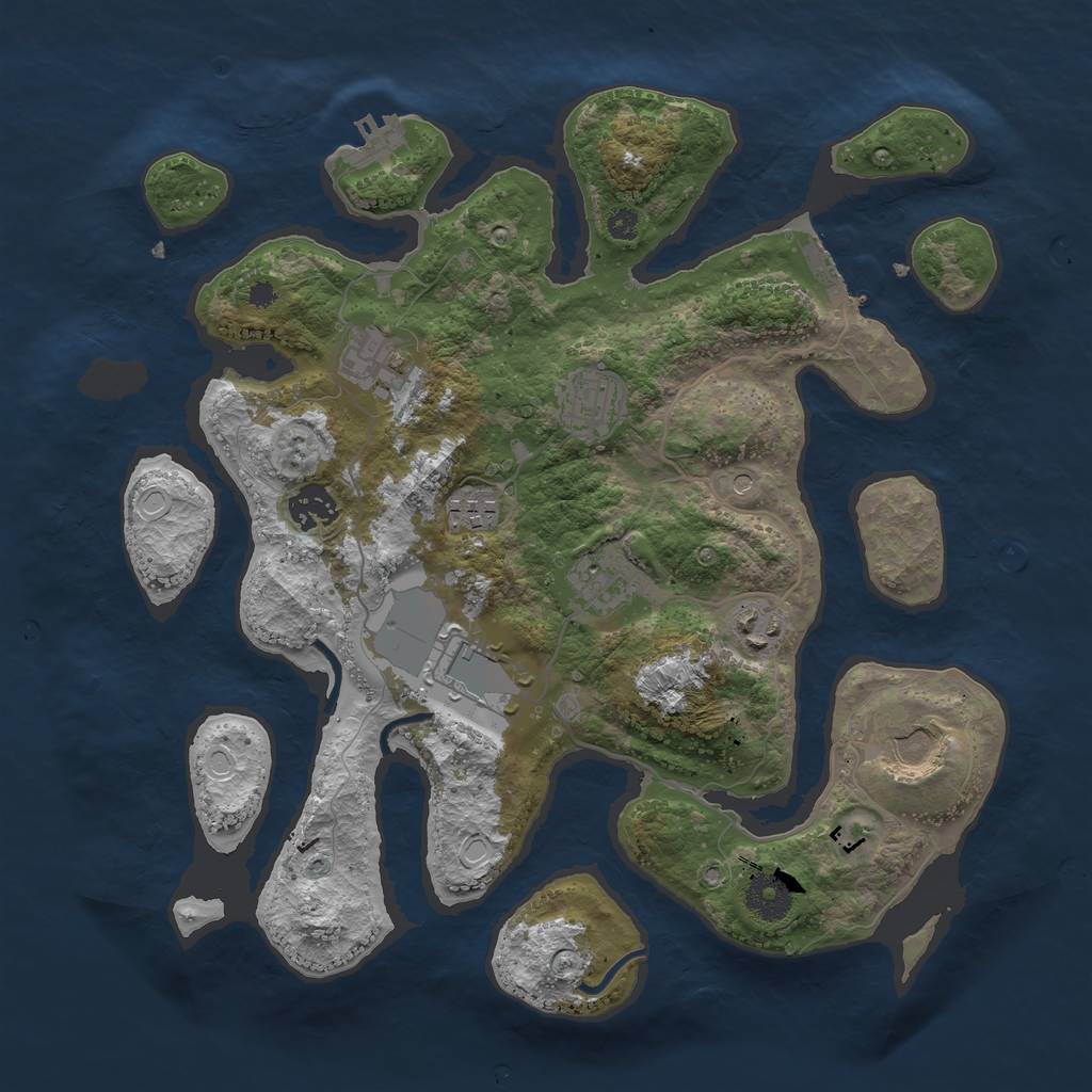 Rust Map: Procedural Map, Size: 3500, Seed: 31515, 16 Monuments