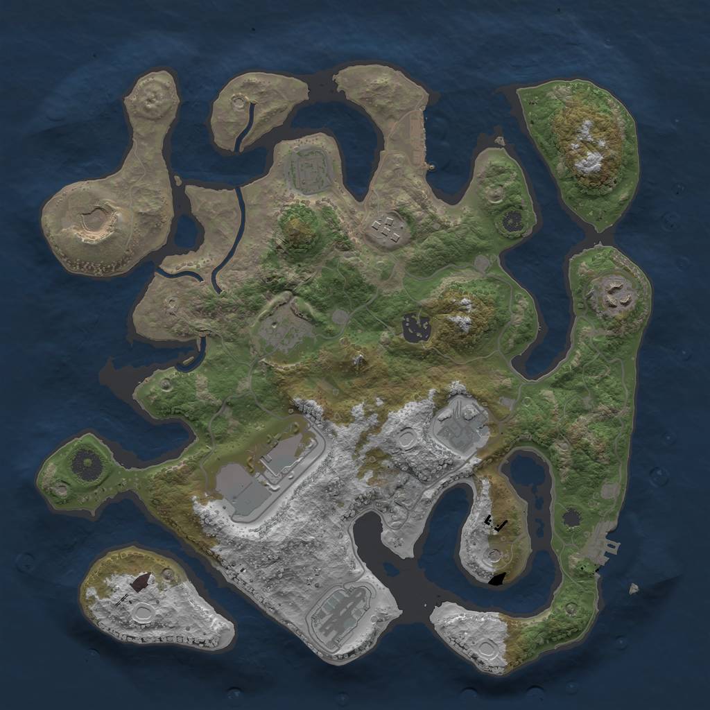 Rust Map: Procedural Map, Size: 3500, Seed: 1280736051, 17 Monuments