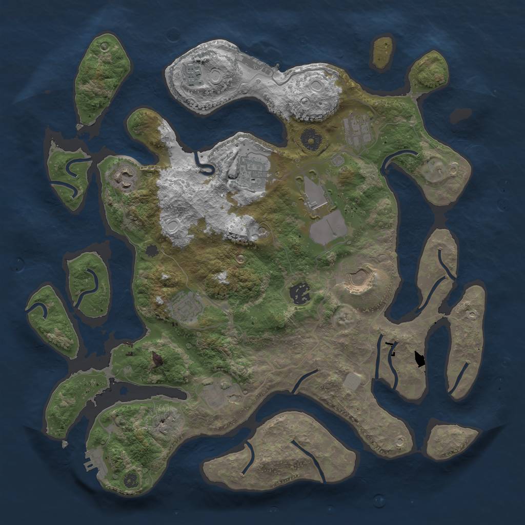 Rust Map: Procedural Map, Size: 3700, Seed: 228000407, 17 Monuments