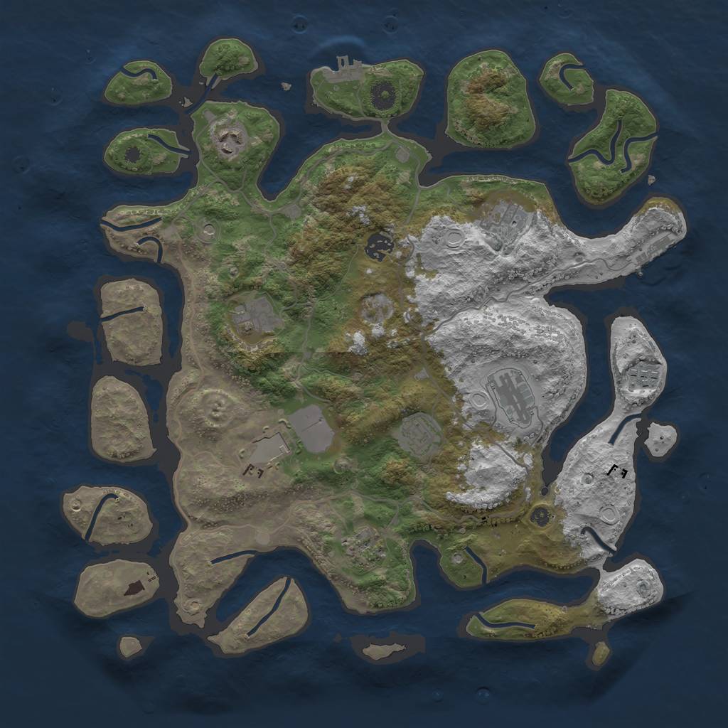 Rust Map: Procedural Map, Size: 4000, Seed: 1362743076, 17 Monuments