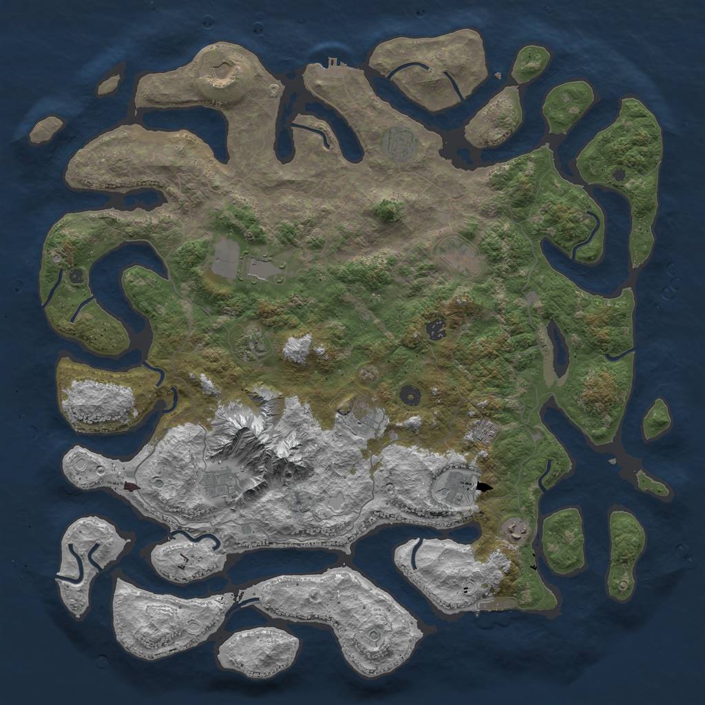 Rust Map: Procedural Map, Size: 5000, Seed: 830209422, 19 Monuments