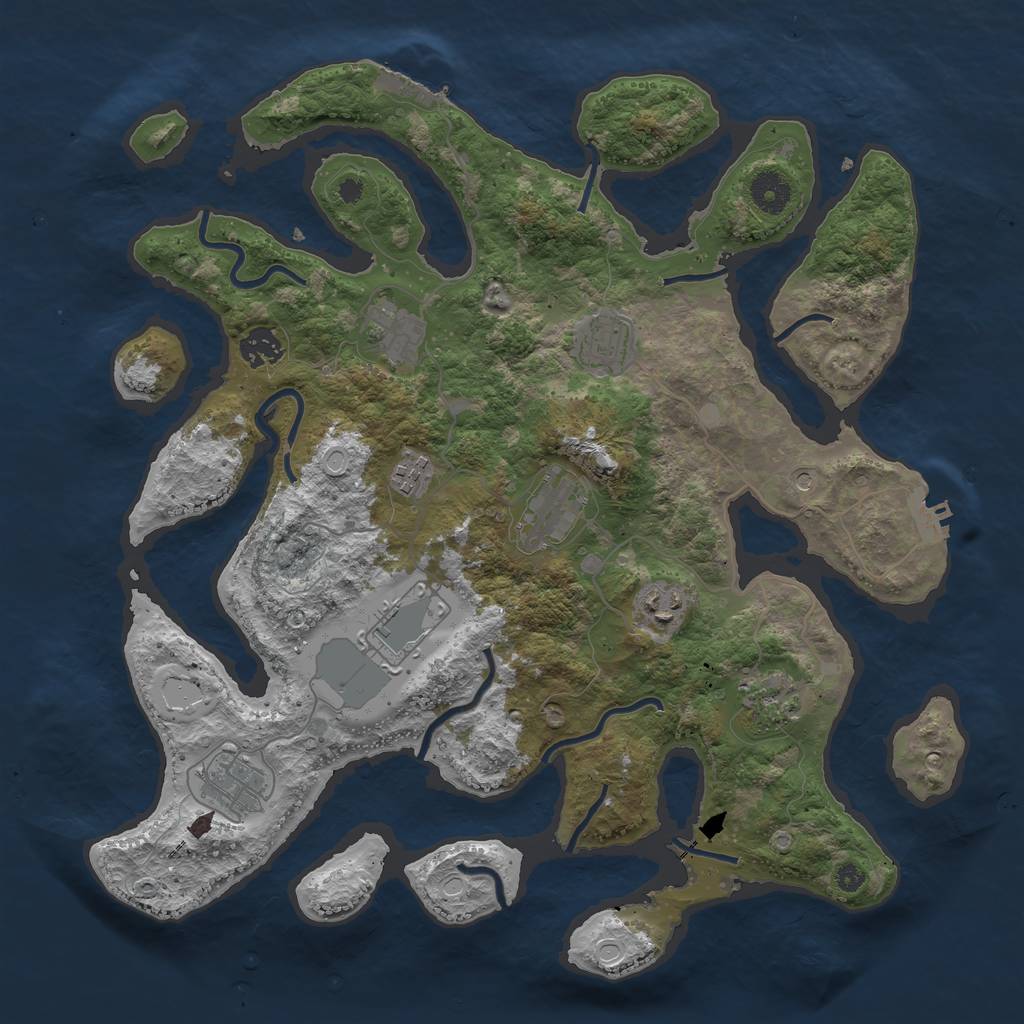 Rust Map: Procedural Map, Size: 3800, Seed: 537519968, 17 Monuments