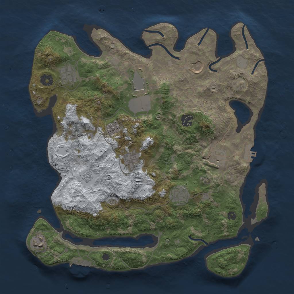 Rust Map: Procedural Map, Size: 3500, Seed: 534296742, 18 Monuments