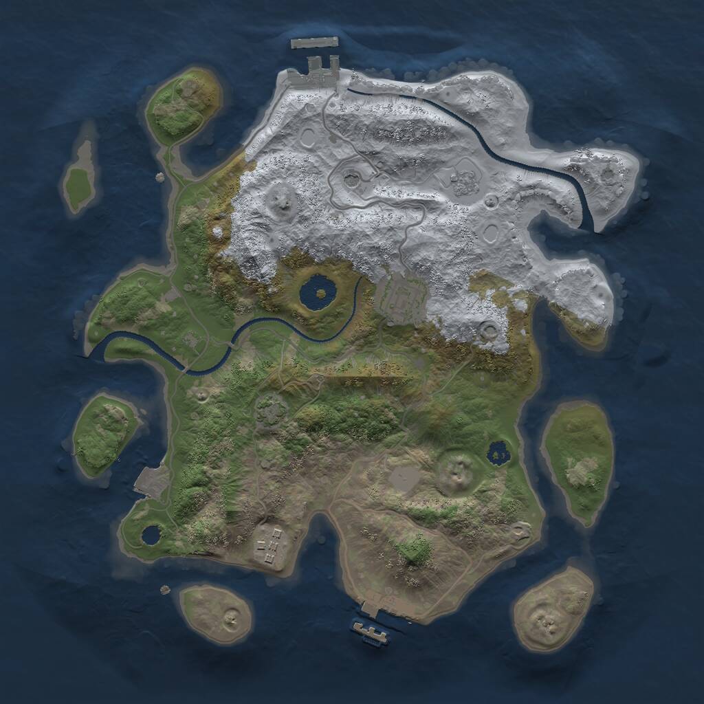 Rust Map: Procedural Map, Size: 3000, Seed: 2117880628, 8 Monuments