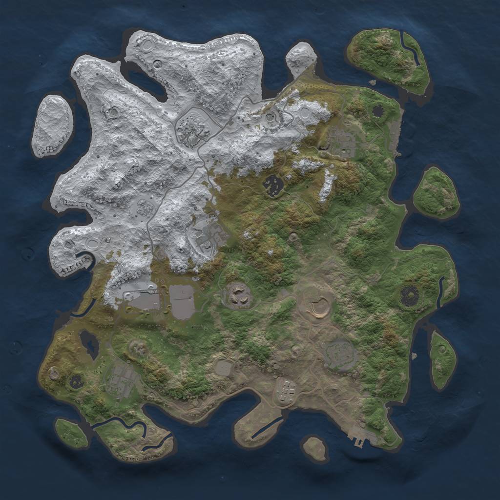 Rust Map: Procedural Map, Size: 3700, Seed: 1234990582, 19 Monuments