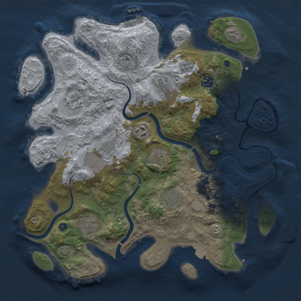 Rust Map: Procedural Map, Size: 3700, Seed: 1234990582, 14 Monuments