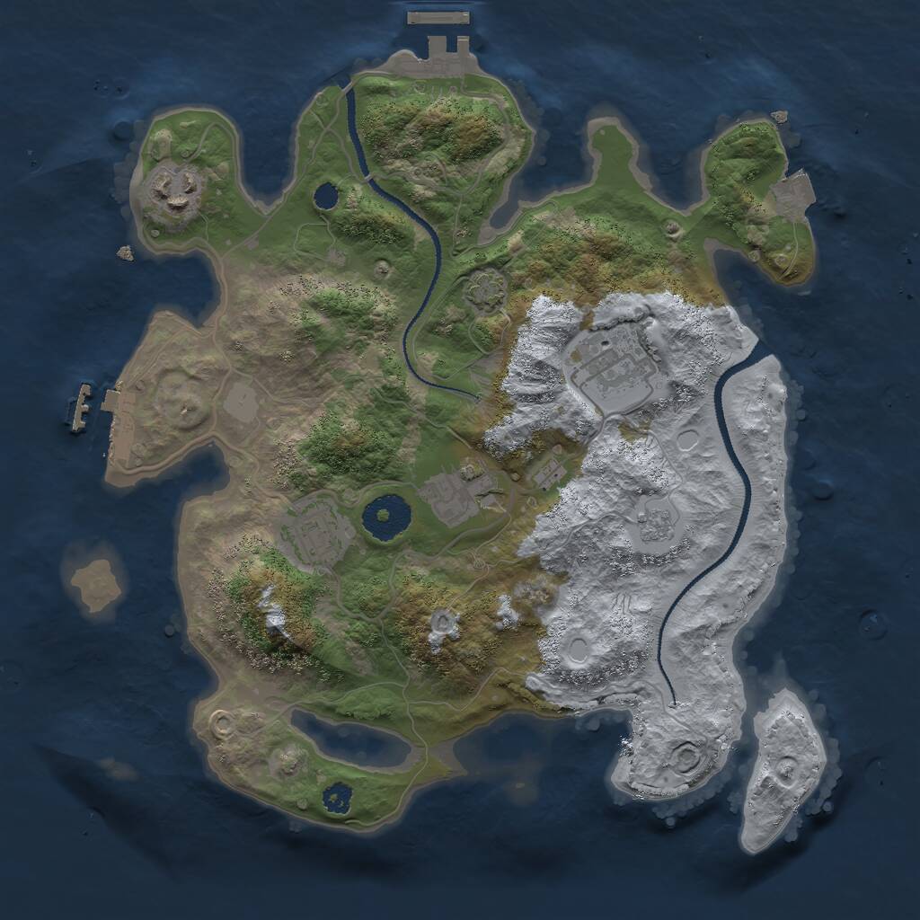 Rust Map: Procedural Map, Size: 3000, Seed: 1193336684, 9 Monuments