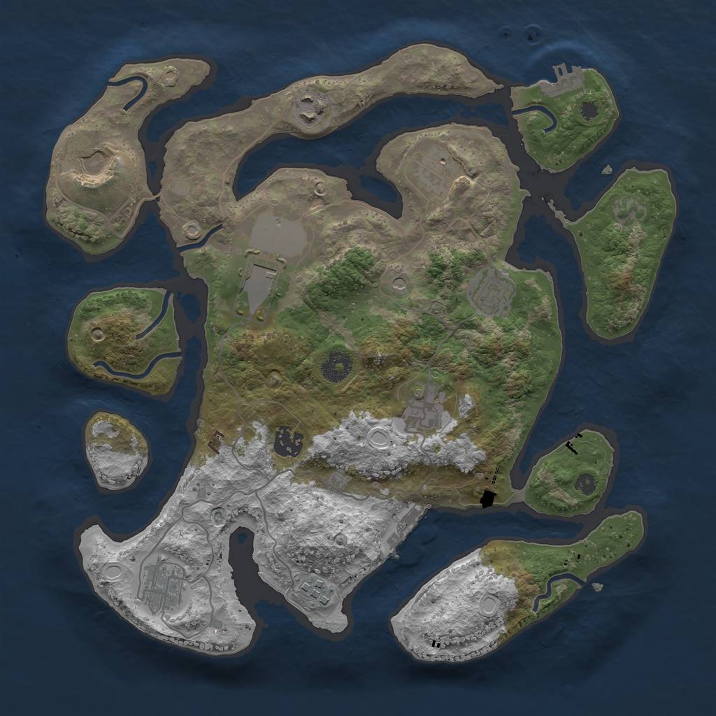 Rust Map: Procedural Map, Size: 3500, Seed: 165821, 17 Monuments