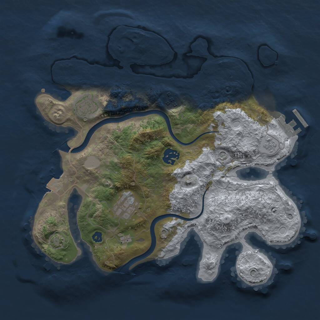 Rust Map: Procedural Map, Size: 3000, Seed: 2121079842, 9 Monuments