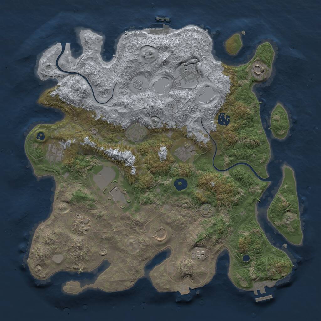 Rust Map: Procedural Map, Size: 3800, Seed: 65818, 16 Monuments