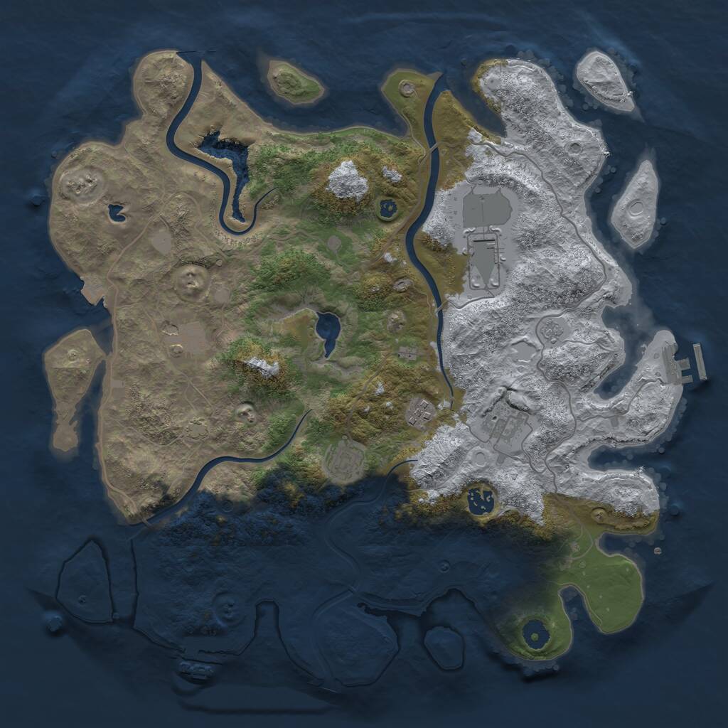 Rust Map: Procedural Map, Size: 4000, Seed: 662883, 12 Monuments