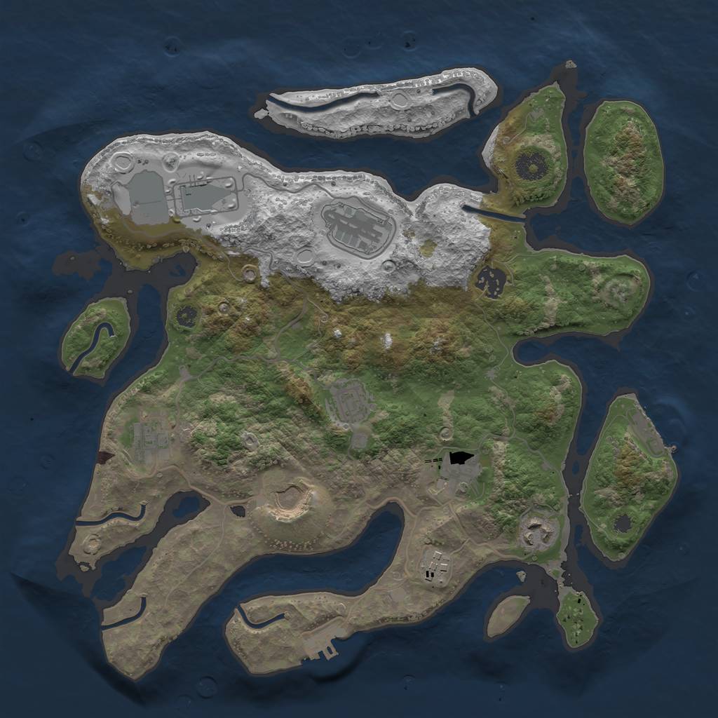 Rust Map: Procedural Map, Size: 3501, Seed: 19512, 16 Monuments