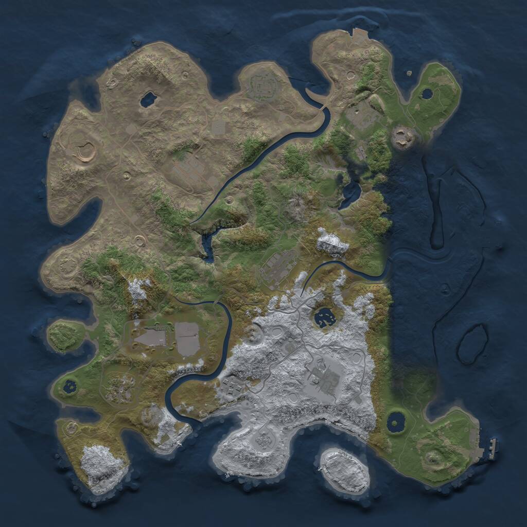 Rust Map: Procedural Map, Size: 4000, Seed: 7725, 17 Monuments