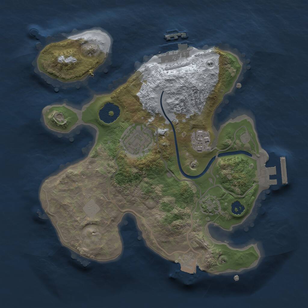 Rust Map: Procedural Map, Size: 2300, Seed: 2071538797, 6 Monuments