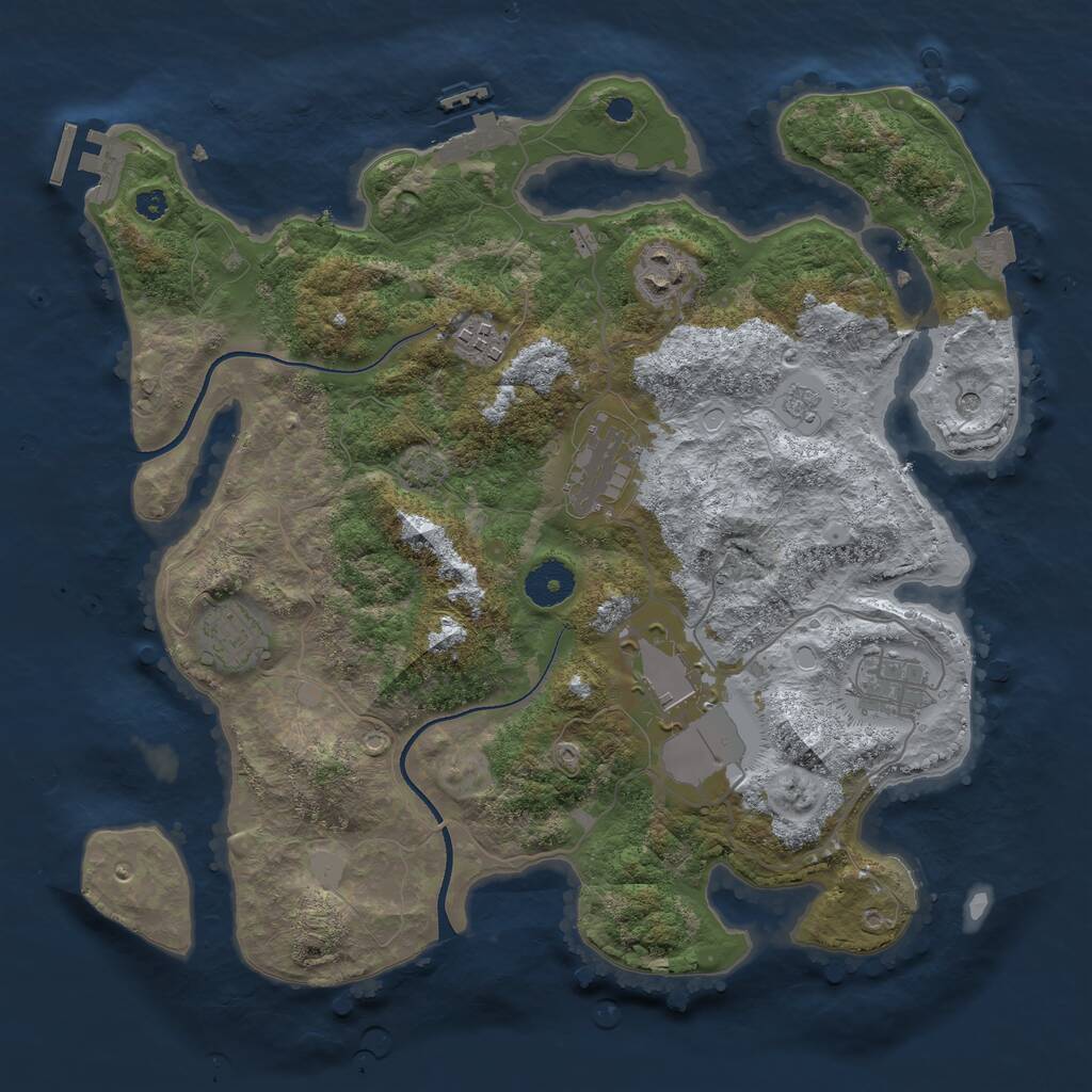 Rust Map: Procedural Map, Size: 3500, Seed: 369854256, 12 Monuments