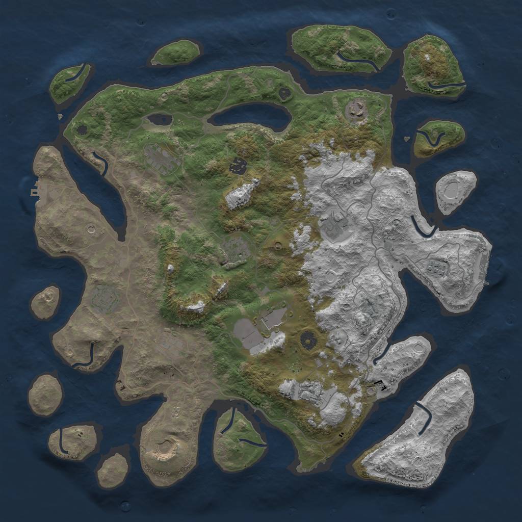 Rust Map: Procedural Map, Size: 4500, Seed: 11343206, 19 Monuments