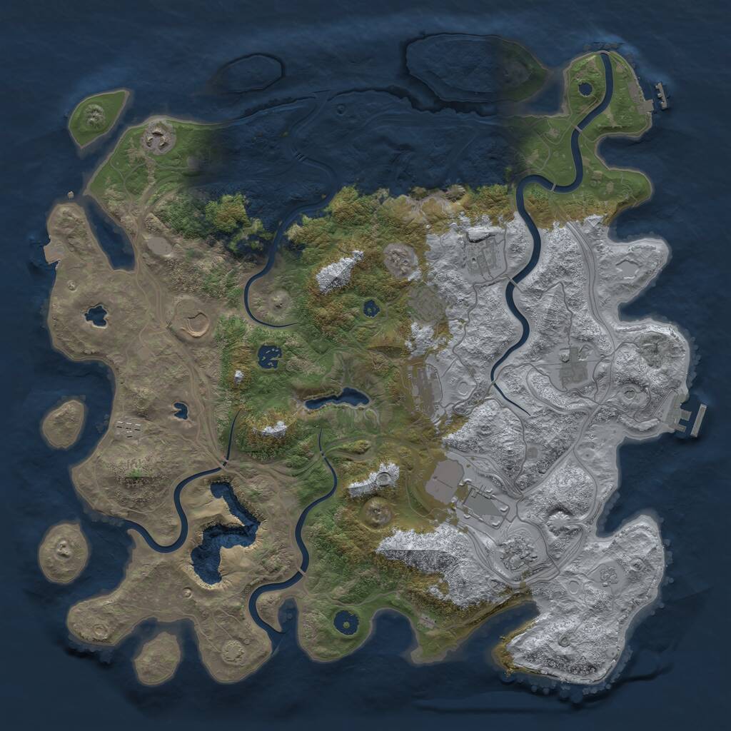 Rust Map: Procedural Map, Size: 4500, Seed: 11343206, 16 Monuments