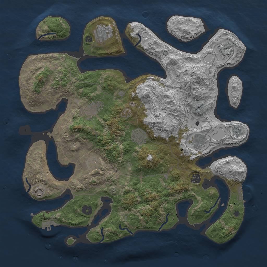 Rust Map: Procedural Map, Size: 4000, Seed: 47321, 17 Monuments