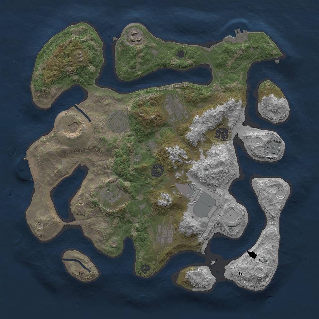 Rust Map: Procedural Map, Size: 3500, Seed: 111968576, 17 Monuments