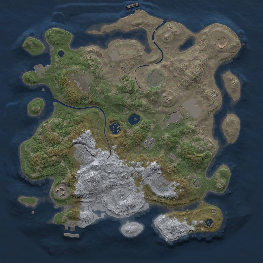 Rust Map: Procedural Map, Size: 3500, Seed: 2071682368, 14 Monuments