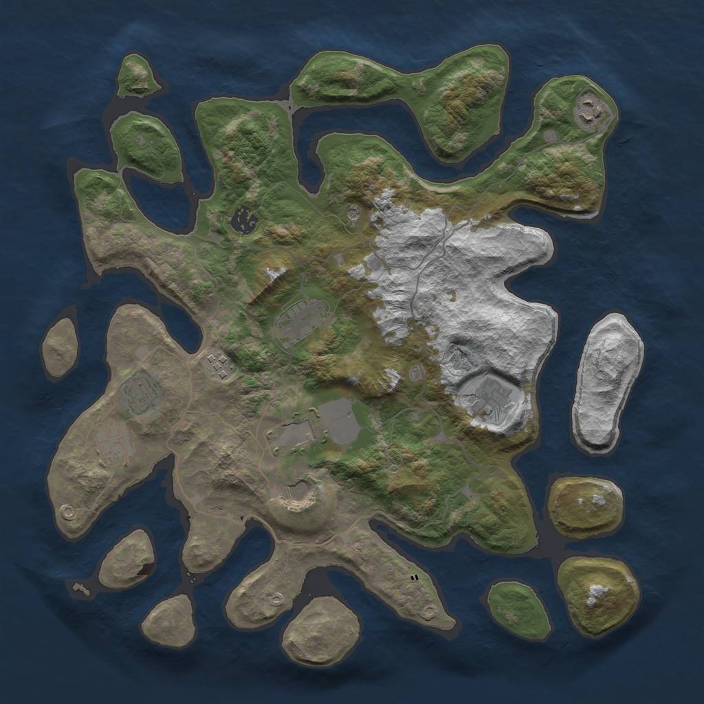 Rust Map: Barren, Size: 4000, Seed: 1946080299, 12 Monuments