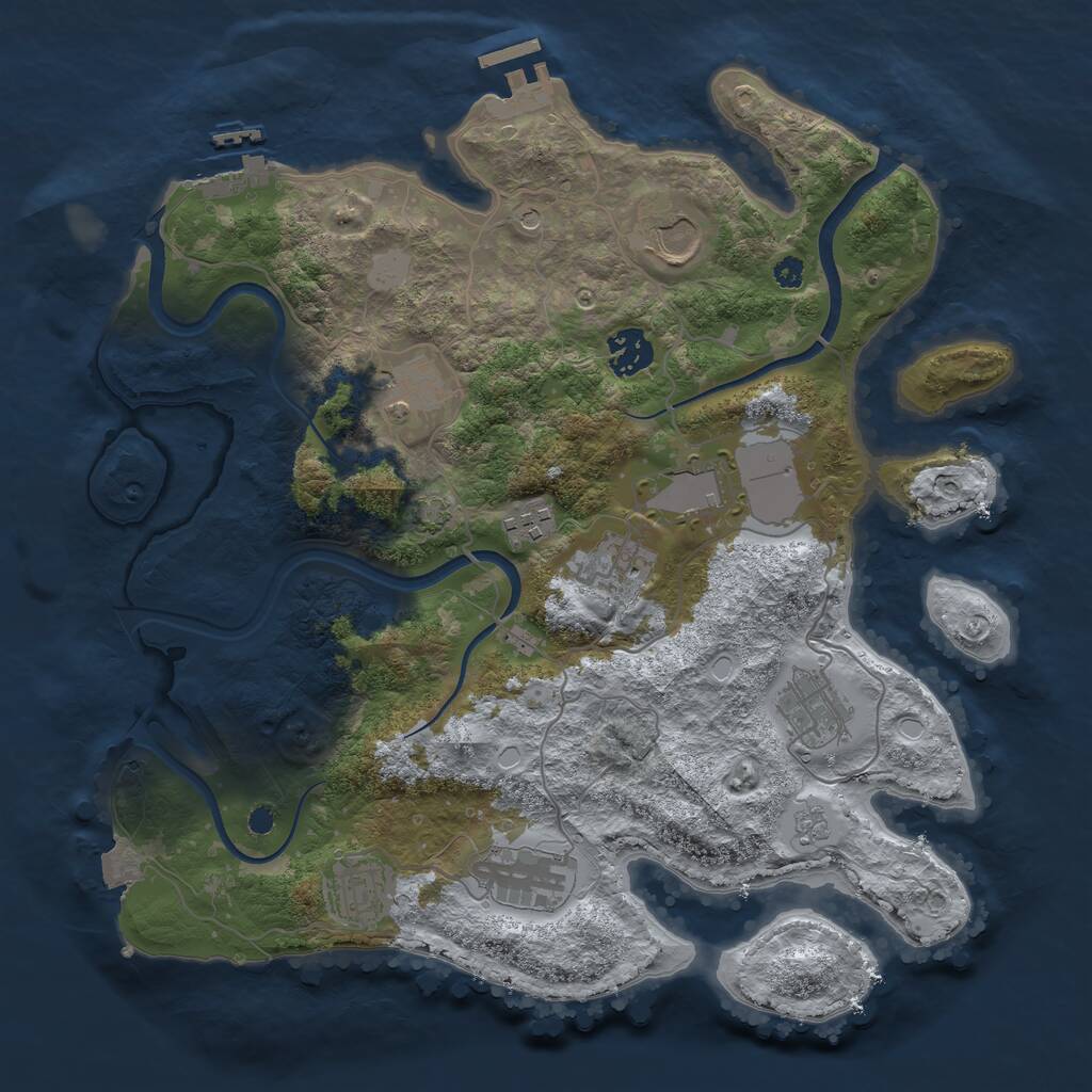 Rust Map: Procedural Map, Size: 3500, Seed: 812701415, 15 Monuments