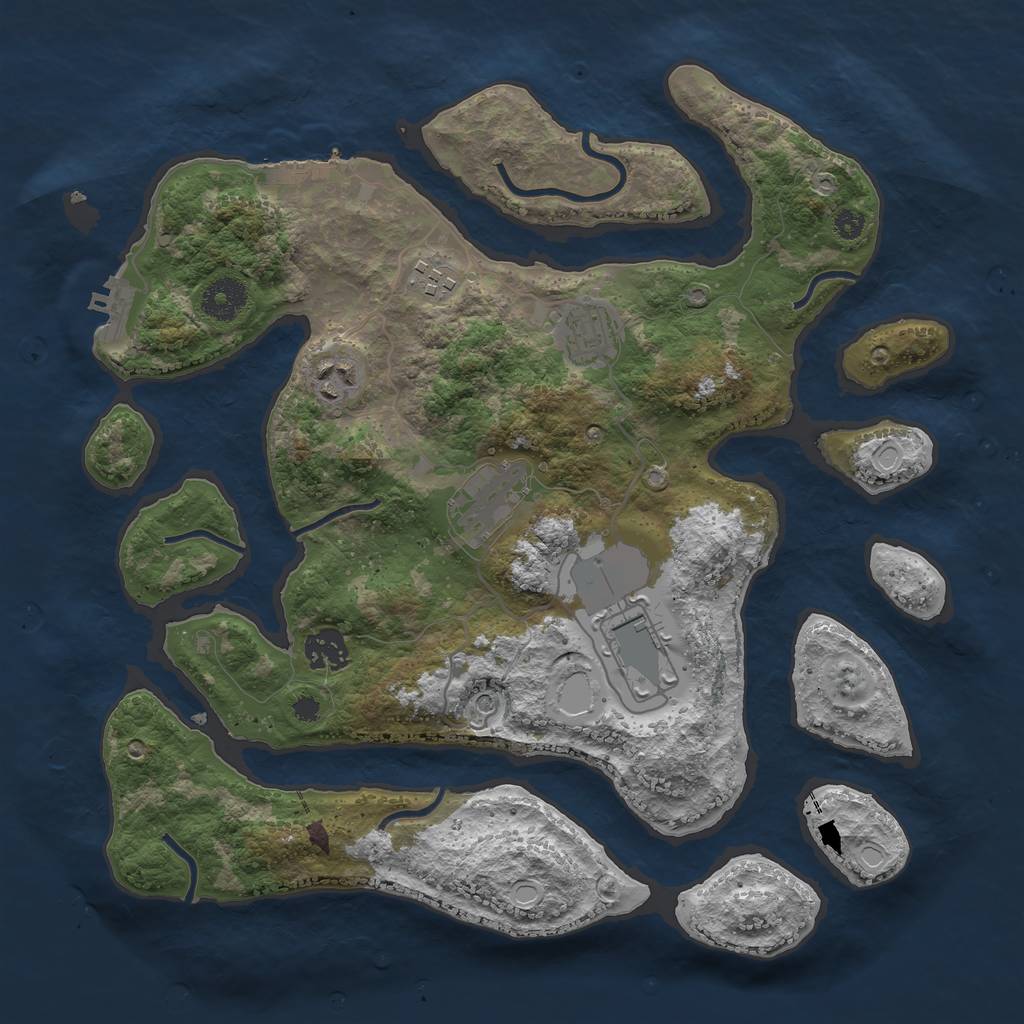 Rust Map: Procedural Map, Size: 3500, Seed: 812701415, 14 Monuments