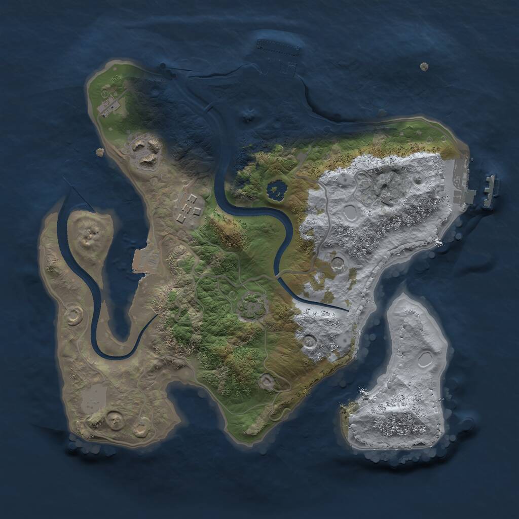 Rust Map: Procedural Map, Size: 2500, Seed: 98976, 7 Monuments