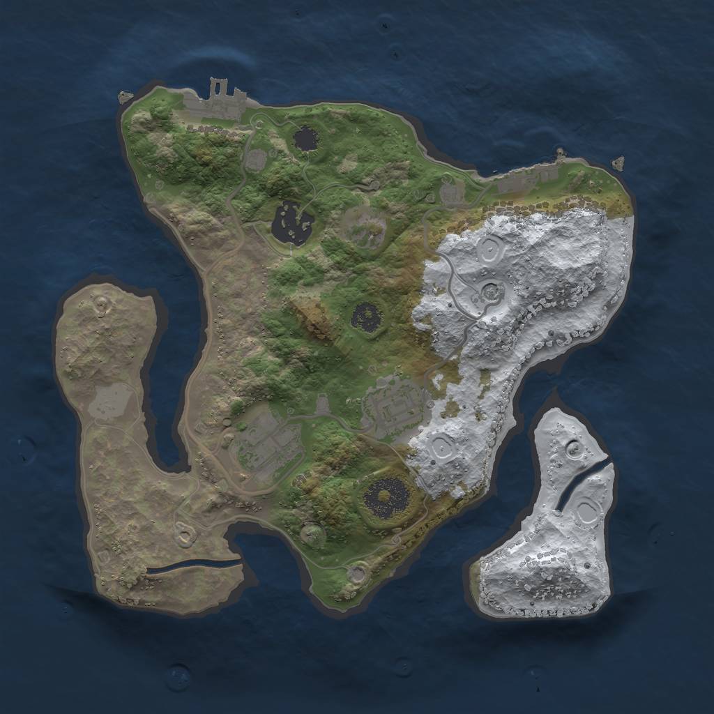 Rust Map: Procedural Map, Size: 2500, Seed: 98976, 11 Monuments