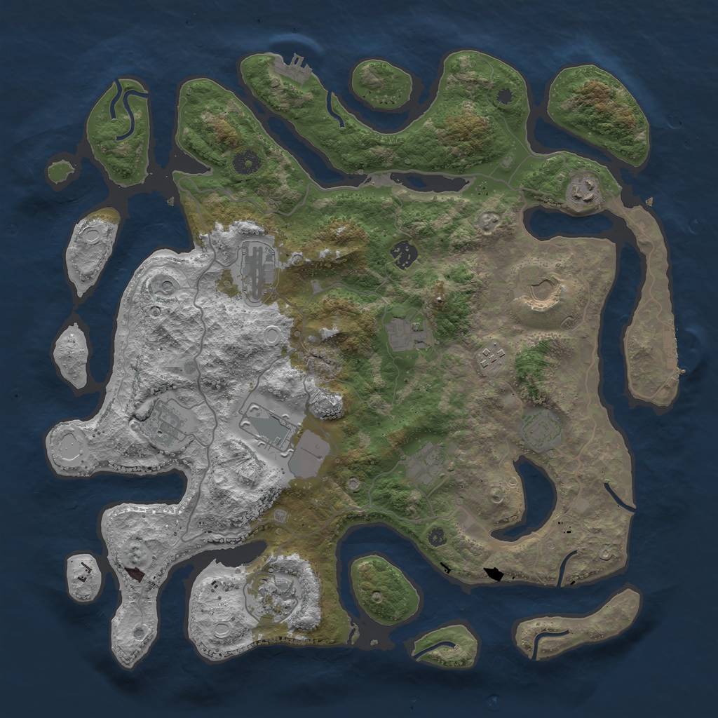Rust Map: Procedural Map, Size: 4090, Seed: 17777, 19 Monuments