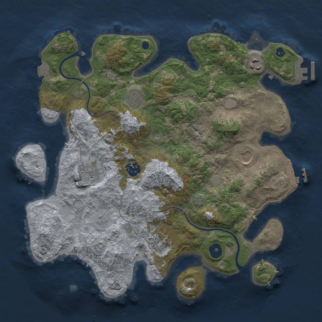 Rust Map: Procedural Map, Size: 3500, Seed: 1934724337, 12 Monuments