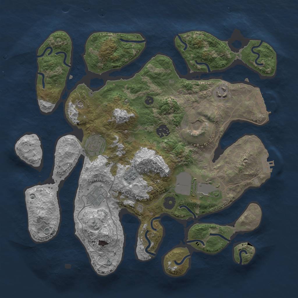 Rust Map: Procedural Map, Size: 3500, Seed: 1934724337, 15 Monuments