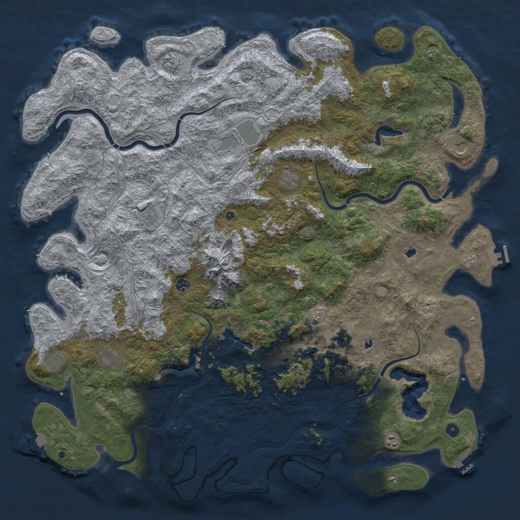 Rust Map: Procedural Map, Size: 6000, Seed: 65134, 17 Monuments