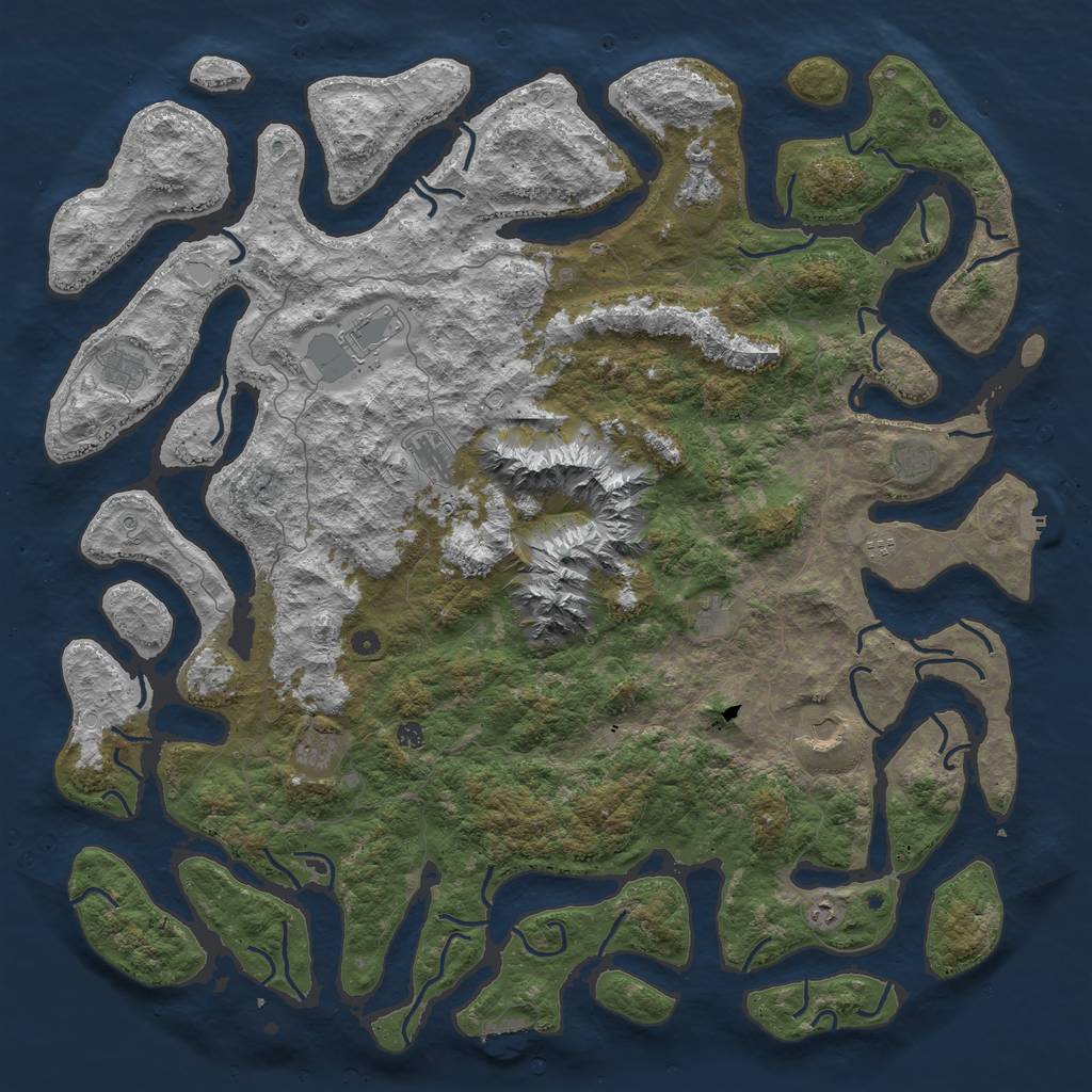 Rust Map: Procedural Map, Size: 6000, Seed: 65134, 19 Monuments