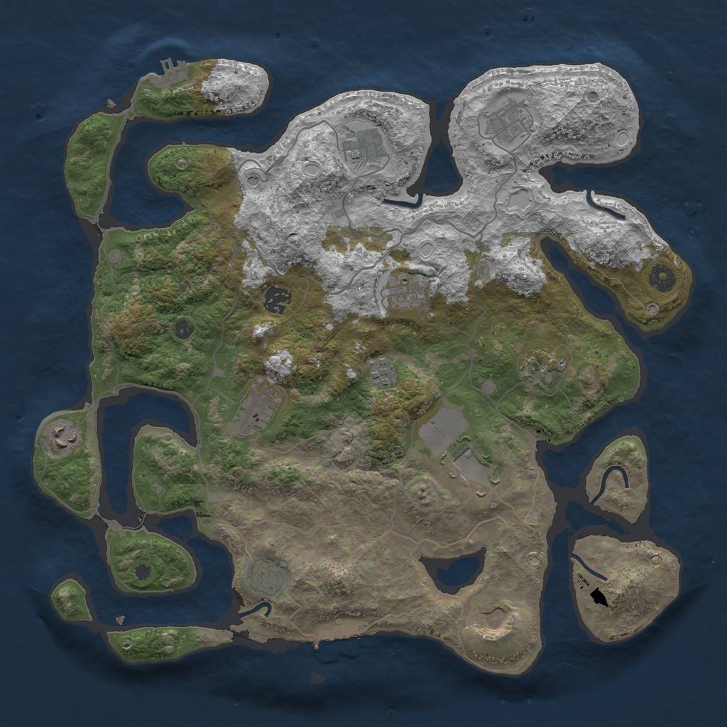 Rust Map: Procedural Map, Size: 4000, Seed: 1972346442, 19 Monuments