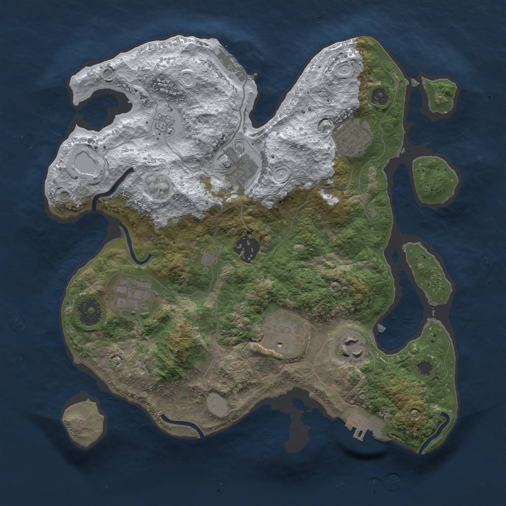 Rust Map: Procedural Map, Size: 3000, Seed: 489026305, 14 Monuments