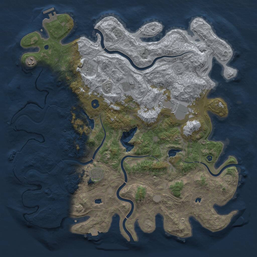 Rust Map: Procedural Map, Size: 4500, Seed: 24512637, 12 Monuments