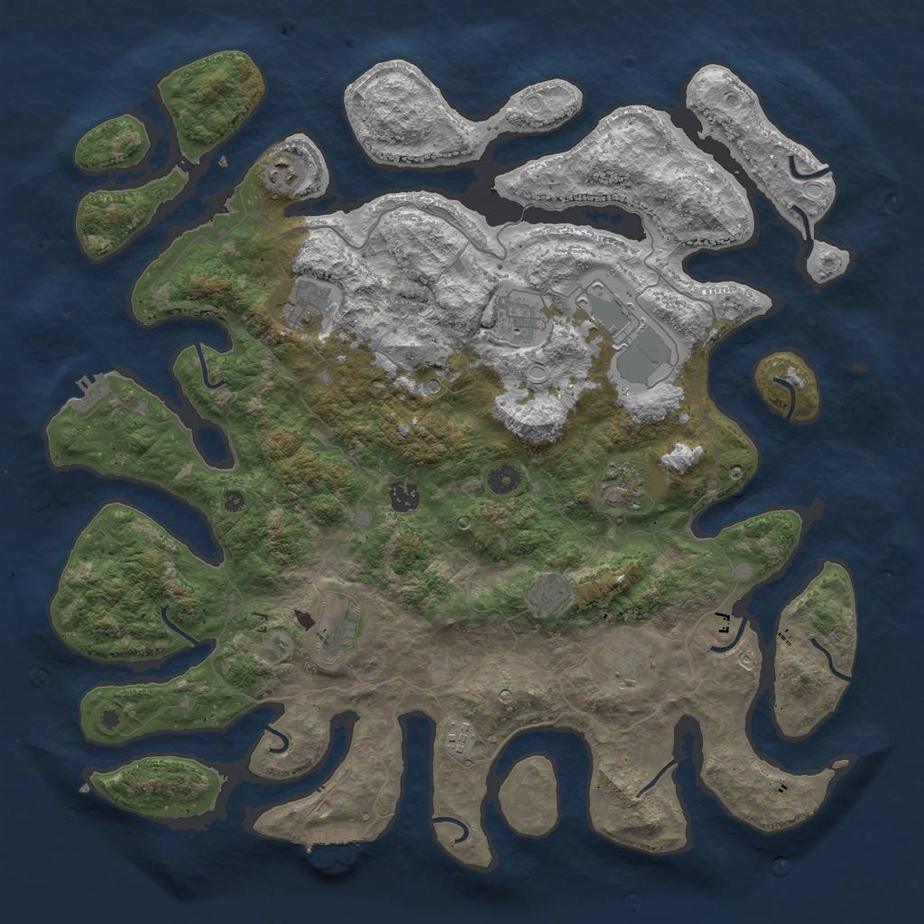 Rust Map: Procedural Map, Size: 4500, Seed: 24512637, 18 Monuments