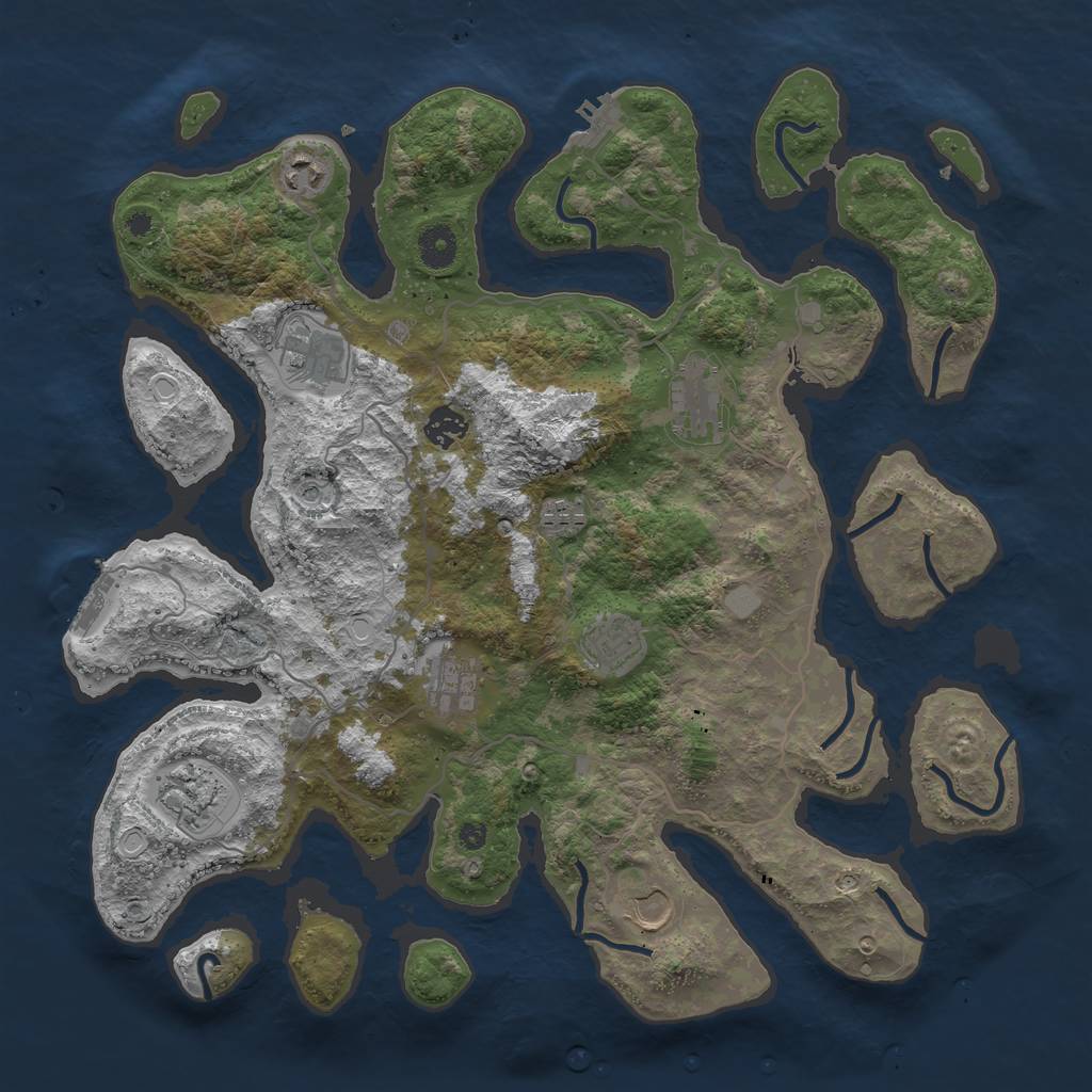 Rust Map: Procedural Map, Size: 4000, Seed: 55546738, 17 Monuments