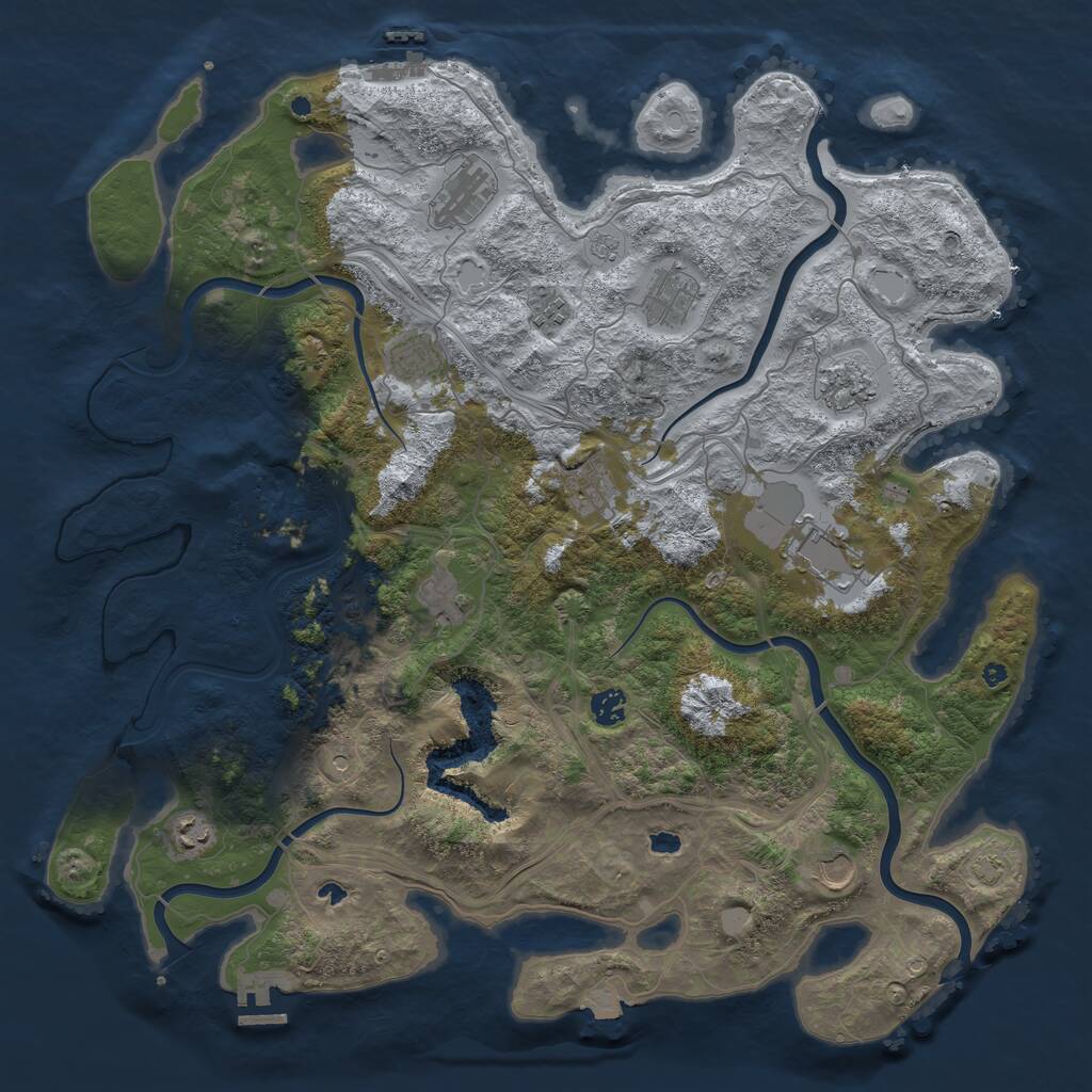 Rust Map: Procedural Map, Size: 4500, Seed: 275244191, 17 Monuments