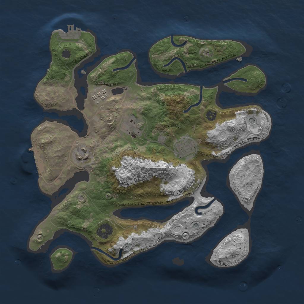 Rust Map: Procedural Map, Size: 3000, Seed: 906384679, 12 Monuments