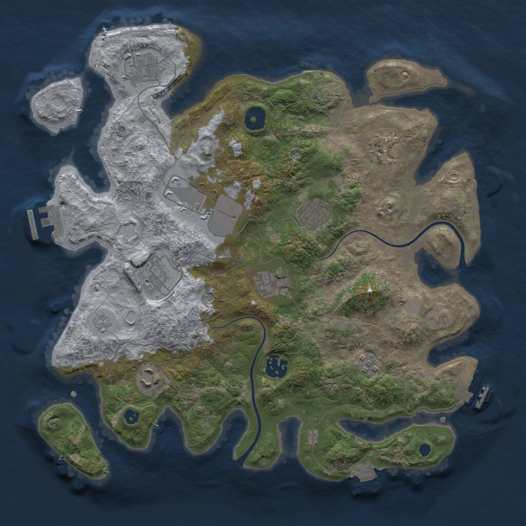 Rust Map: Procedural Map, Size: 3500, Seed: 1702298172, 15 Monuments