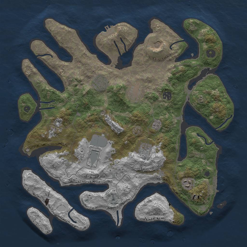 Rust Map: Procedural Map, Size: 4000, Seed: 120296514, 17 Monuments