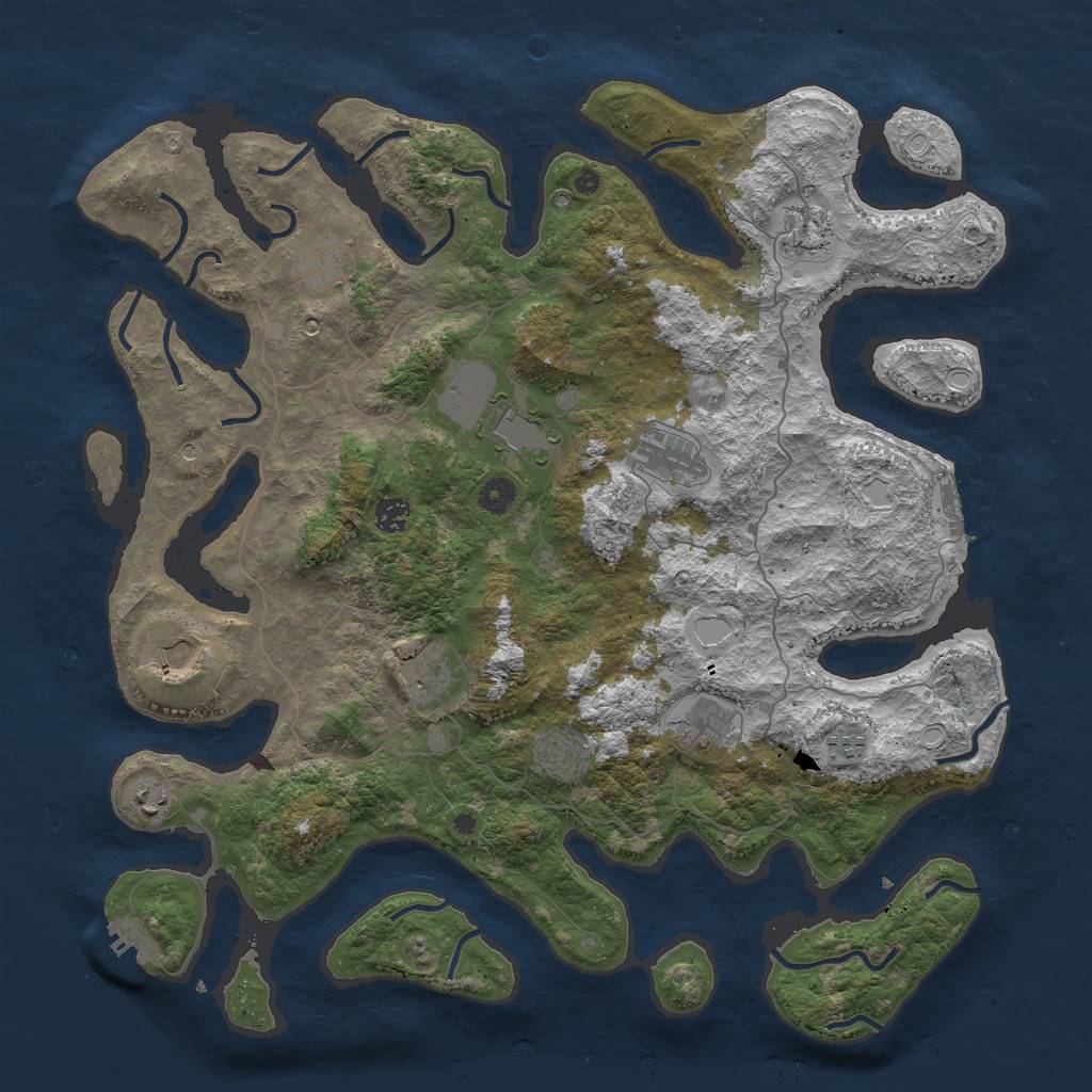 Rust Map: Procedural Map, Size: 4500, Seed: 117316954, 19 Monuments