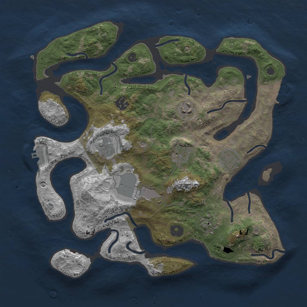 Rust Map: Procedural Map, Size: 3500, Seed: 912391293, 15 Monuments
