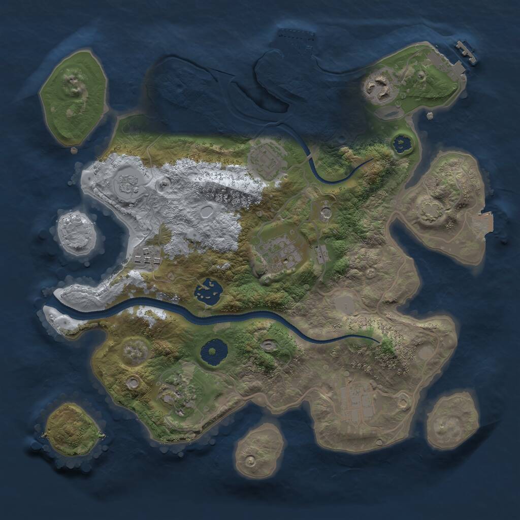 Rust Map: Procedural Map, Size: 3000, Seed: 141374651, 13 Monuments