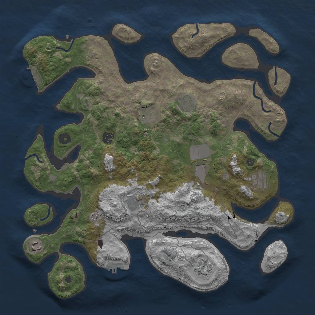 Rust Map: Procedural Map, Size: 4000, Seed: 75866307, 17 Monuments