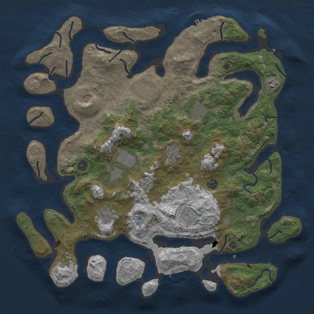 Rust Map: Procedural Map, Size: 4500, Seed: 1443751294, 18 Monuments