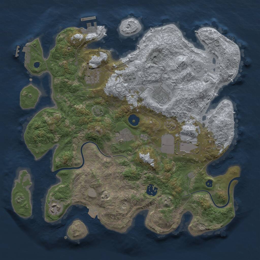 Rust Map: Procedural Map, Size: 3500, Seed: 5821234, 13 Monuments